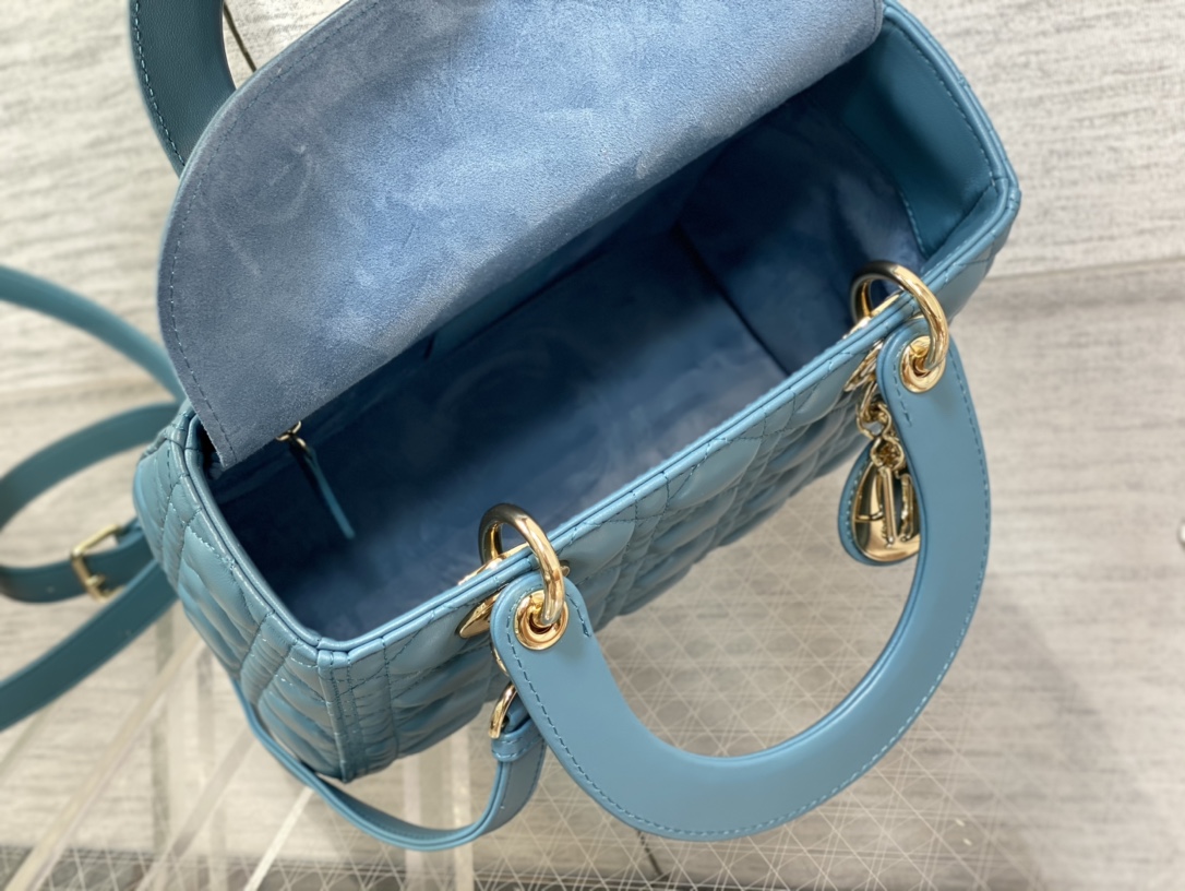 Medium Lady Dior Bag Dark Blue Cannage Lambskin